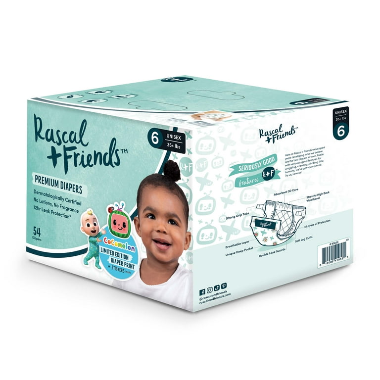 Rascal + Friends Diapers CoComelon Edition Size 6, 54 Count