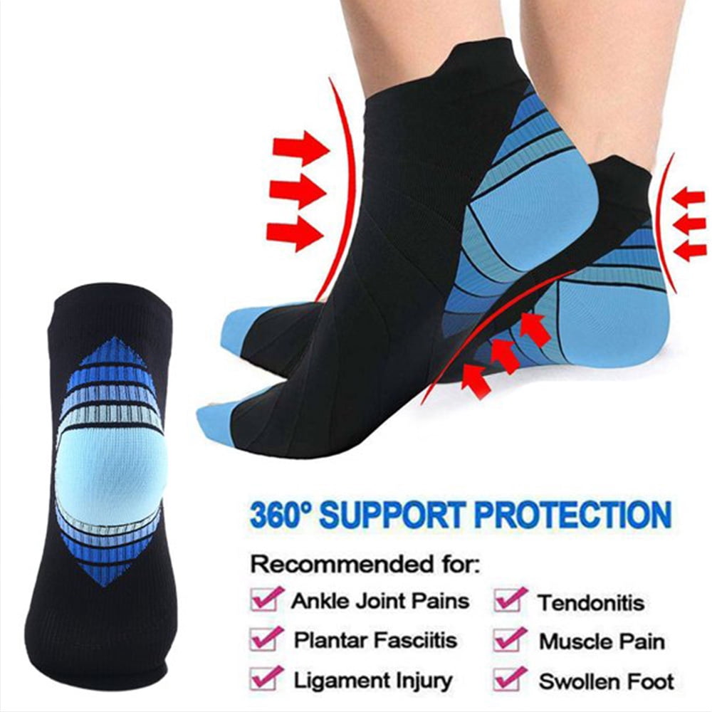 Compression Socks for Unisex Men and Women , Ankle Soft Moisture-Wicking Socks , Athletic Cushioned Low Cut Running Socks for a Secure Fit - 6 Pairs