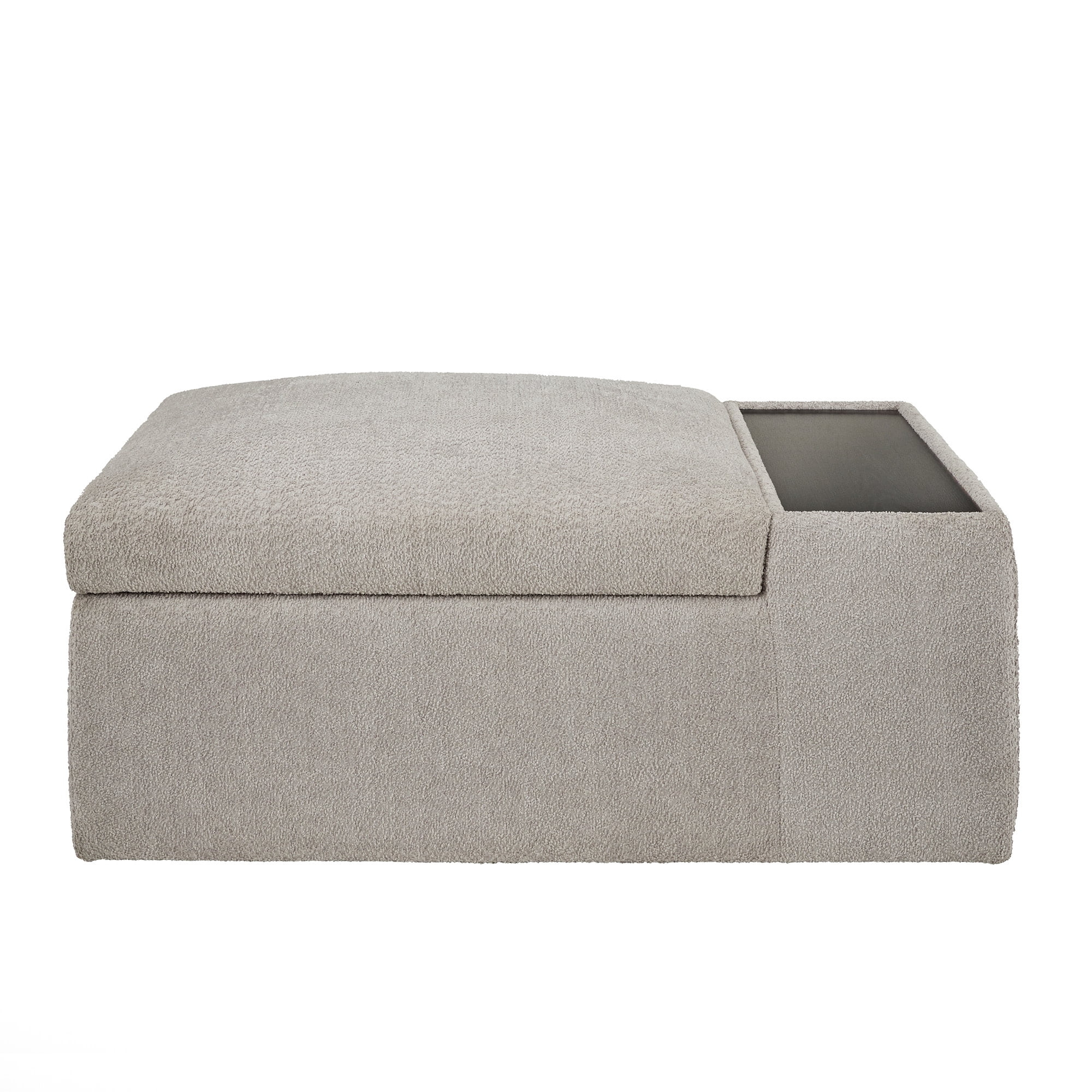 Weston Home Laguna Boucle Fabric Ottoman with Table and Casters, Gray
