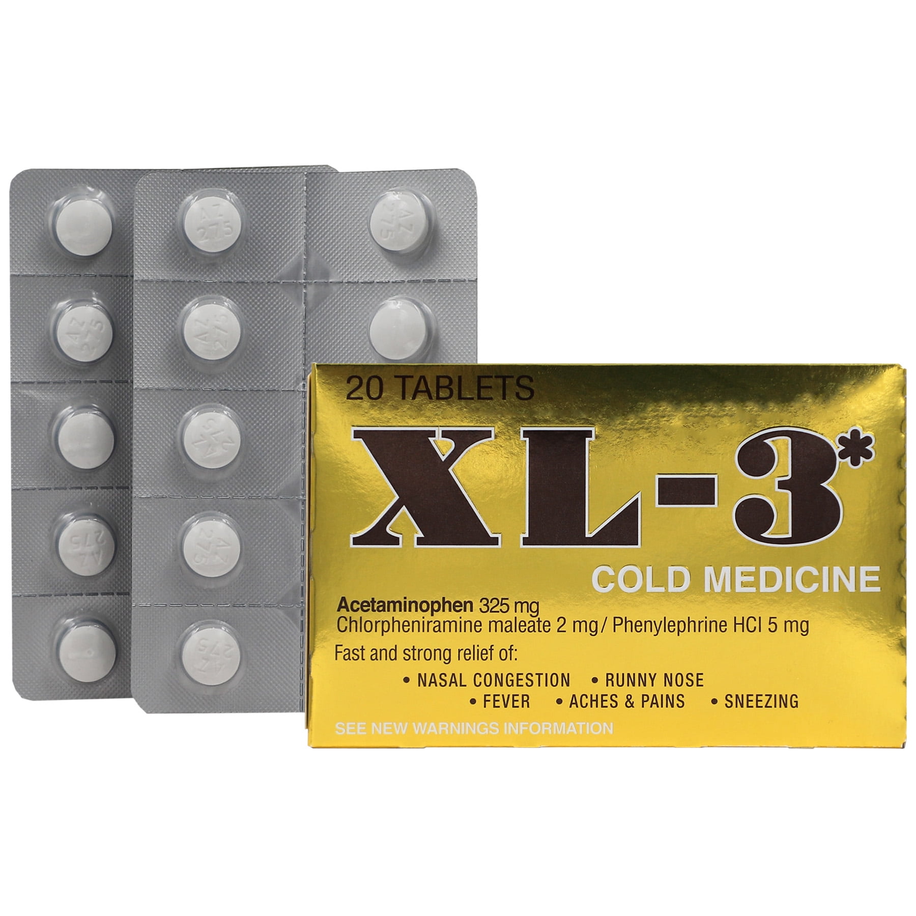 Xl-3 Cold and Flu Tablets, Temporary Relieves Nasal Congestion and Fever, Non-Drowsy, 20 Count