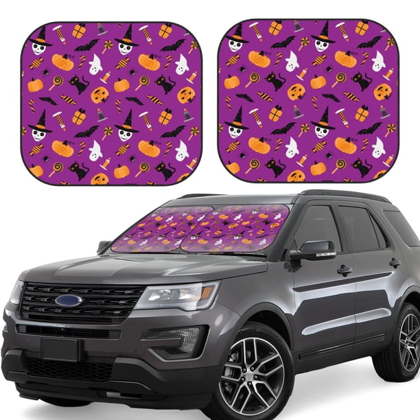 Fotbe Halloween2 Juego de 2 Piezas de Parasoles para Parabrisas | Bloqueador Solar para Auto | Accesorios Plegables para Protección Solar Interior-Small