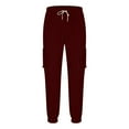 thumbnail image 3 of Kalauyu Mens Corduroy Joggers Pants Casual Cargo Pants Drawstring Elastic Waist Baggy Tapered Sweatpants with Pockets Wine S, 3 of 6