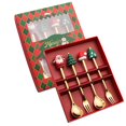 thumbnail image 1 of TAKTUK Decoraciones navideñas, Juegos de vajilla, Juego de vajilla navideña, Juego de regalo de cuchara de acero inoxidable, Cuchara de postre, Tenedor, Cuchara de café, Cuchara colgante navideña,, 1 of 8