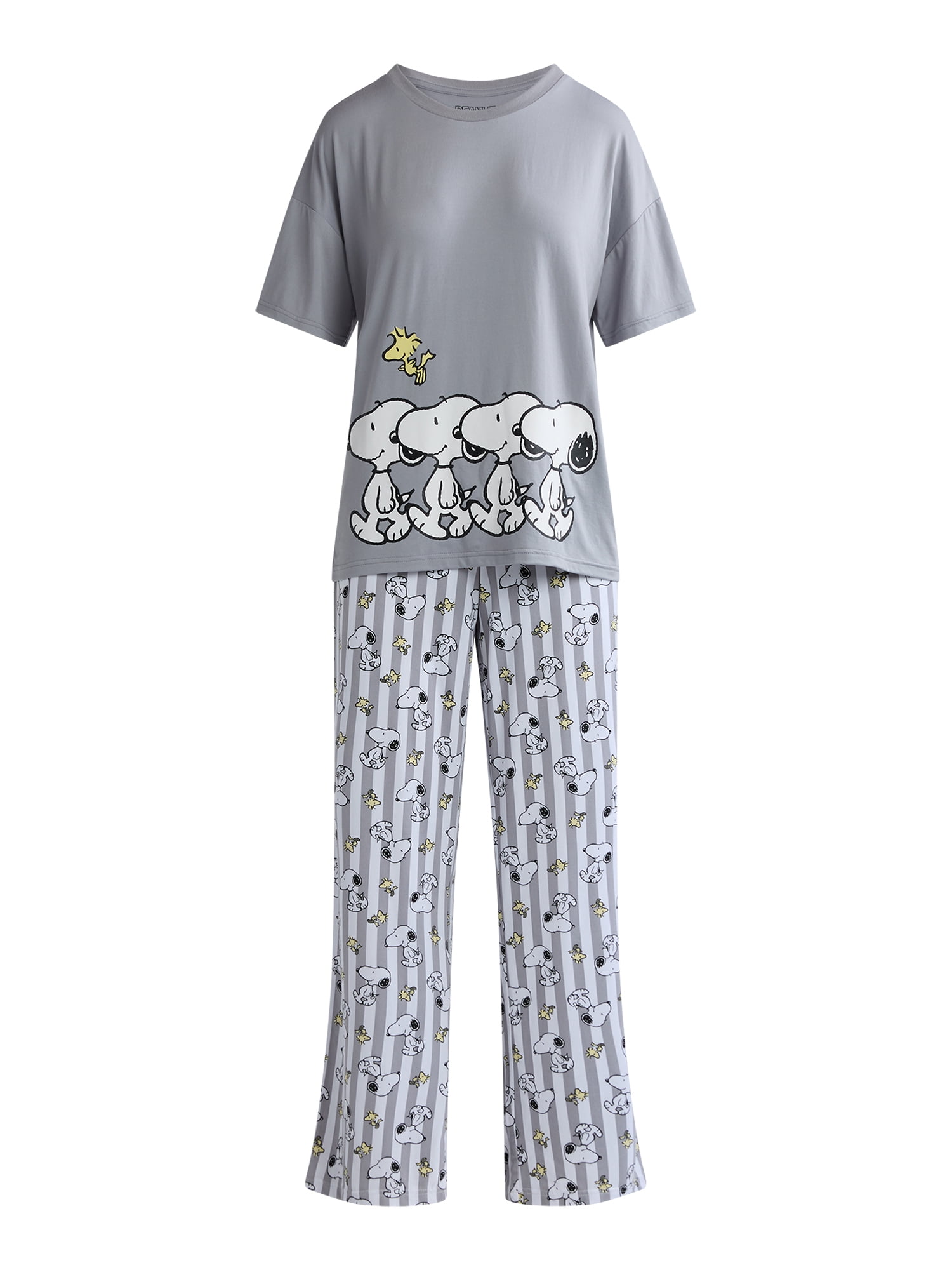 Snoopy Women's and Women’s Plus Oversized Tee and Pants Pajama Set, 2-Piece, Sizes XS-3X