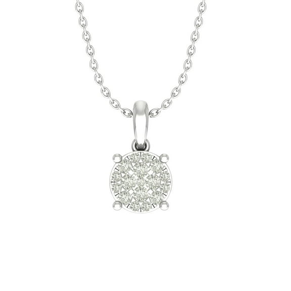 Araiya Sterling Silver Round Diamond Cluster Pendant Necklace (1/4 cttw, I-J Color, I2-I3 Clarity), 18"