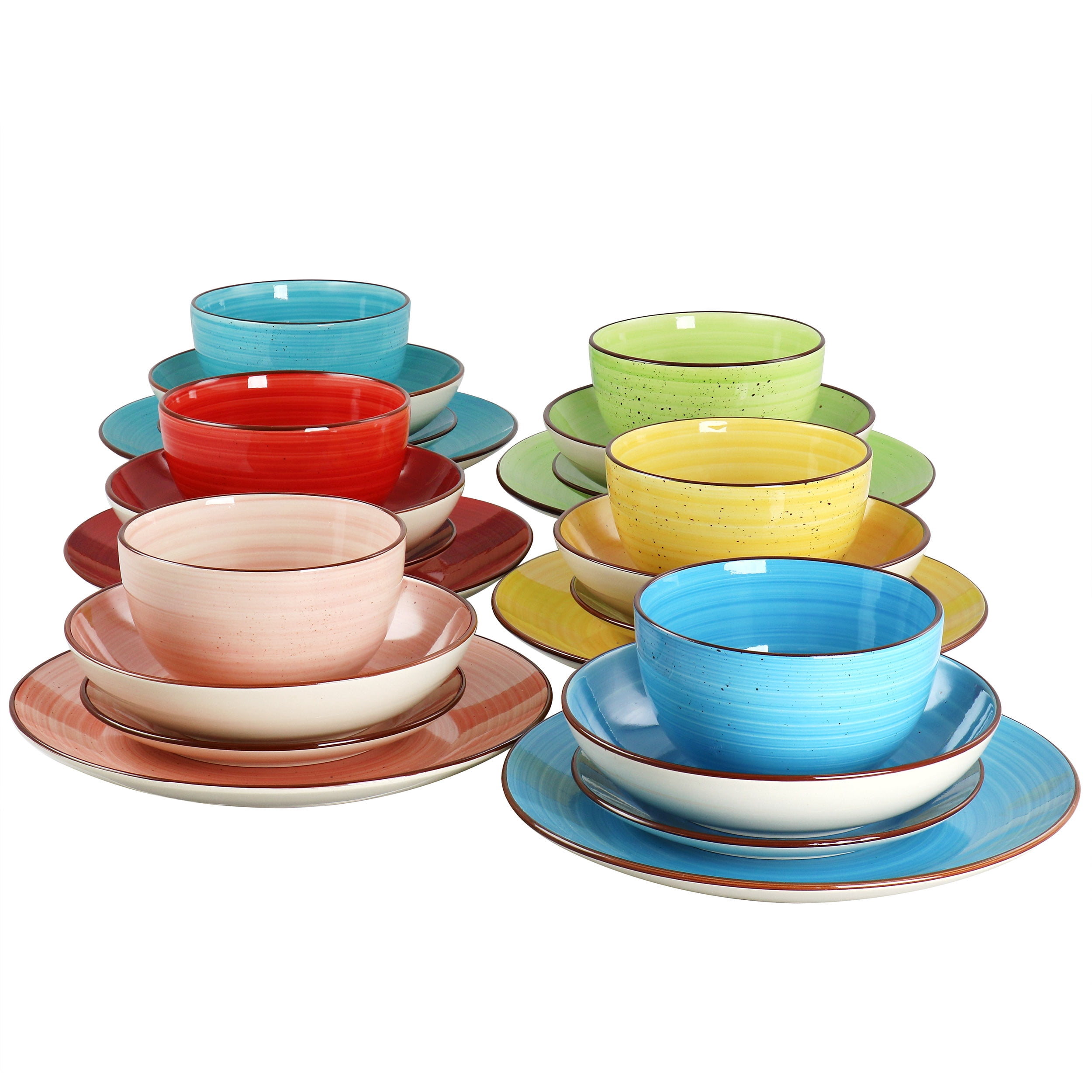 Free Shipping! Elama Sebastian 18 Piece Double Bowl Stoneware