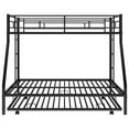 thumbnail image 5 of Bunk Bed with Two-Side Ladders, Twin over Full Bed with Sturdy Steel Frame, Metal Bunk Bed with Twin Size Trundle for Apartment Bedroom Dormitory, No Box Spring Needed, Black, 5 of 7