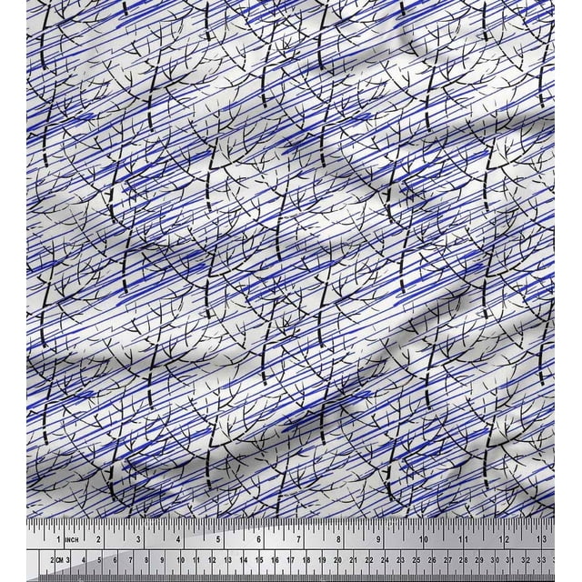 Soimoi Cotton Voile Fabric Dry Tree Print Sewing Fabric Yard 56 Inch Wide