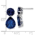 thumbnail image 2 of Finest Gold Sterling Silver Cheryl M Rhodium-Plated Blue CZ Post Dangle Earrings, 2 of 5