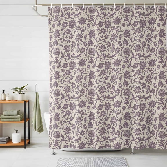 Shower Curtain Retro Floral Silhouette Shower Curtains for Bathroom Decor, Waterproof Polyester Shower Curtain Set with Hooks, Standard Size 72" x 72" Countryside Spring Flower