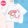 thumbnail image 5 of Camiseta de manga corta para niños con letras de la A a la Z de My Melody Anime, camiseta de algodón de verano para niños de Sanrio, regalo de cumpleaños kawaii suave con forma de corazón para niñas, 5 of 5