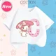 thumbnail image 5 of Camiseta de manga corta para niños con letras de la A a la Z de My Melody Anime, camiseta de algodón de verano para niños de Sanrio, regalo de cumpleaños kawaii suave con forma de corazón para niñas, 5 of 5
