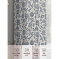 thumbnail image 7 of Light Blue Floral Semi Sheer Curtains 96 Inch Length 2 Panels Set, Rustic Vintage Flowers Botanical Spring Sheer Kitchen Curtain Privacy Voile Window Curtain for Living Room Bedroom Rod Pocket Drapes, 7 of 7
