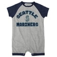 thumbnail image 2 of Infant  Heather Gray Seattle Mariners Extra Base Hit Raglan Full-Snap Romper, 2 of 3