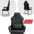 thumbnail image 5 of Bonded Leather Waiting Room Guest Reception Chair Executive Side Chair Conference Chair with Armrest, High Back Support Office Desk Chair with Solid Metal Frame, 300 lb. Capacity, Black, 5 of 6