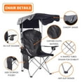 thumbnail image 3 of CozyBox Portable Folding Camping Chairs with Canopy Shade, Beach Chair for Adults, Durable Weather Resistant 600D Cloth, Camping Chair with Canopy for Outdoors [Black], 3 of 7