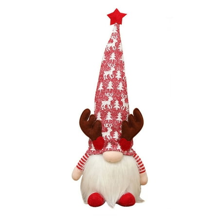 

Home Pendant Gifts Christmas Rudolph Doll Antlers Without Face Decoration LED Lights Xmas Tree Hanging Ornament（Without Battery）