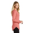 thumbnail image 2 of Wenseny Long Sleeve Fitted Shirts Tunic Round neckline Side Split Casual Shirts Pink L, 2 of 6