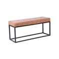 thumbnail image 2 of Heavenly Collection Tan Distressed Leather Bench, Rustic Farmhouse Style, Ideal for Entryway or Bedroom, 2 of 5