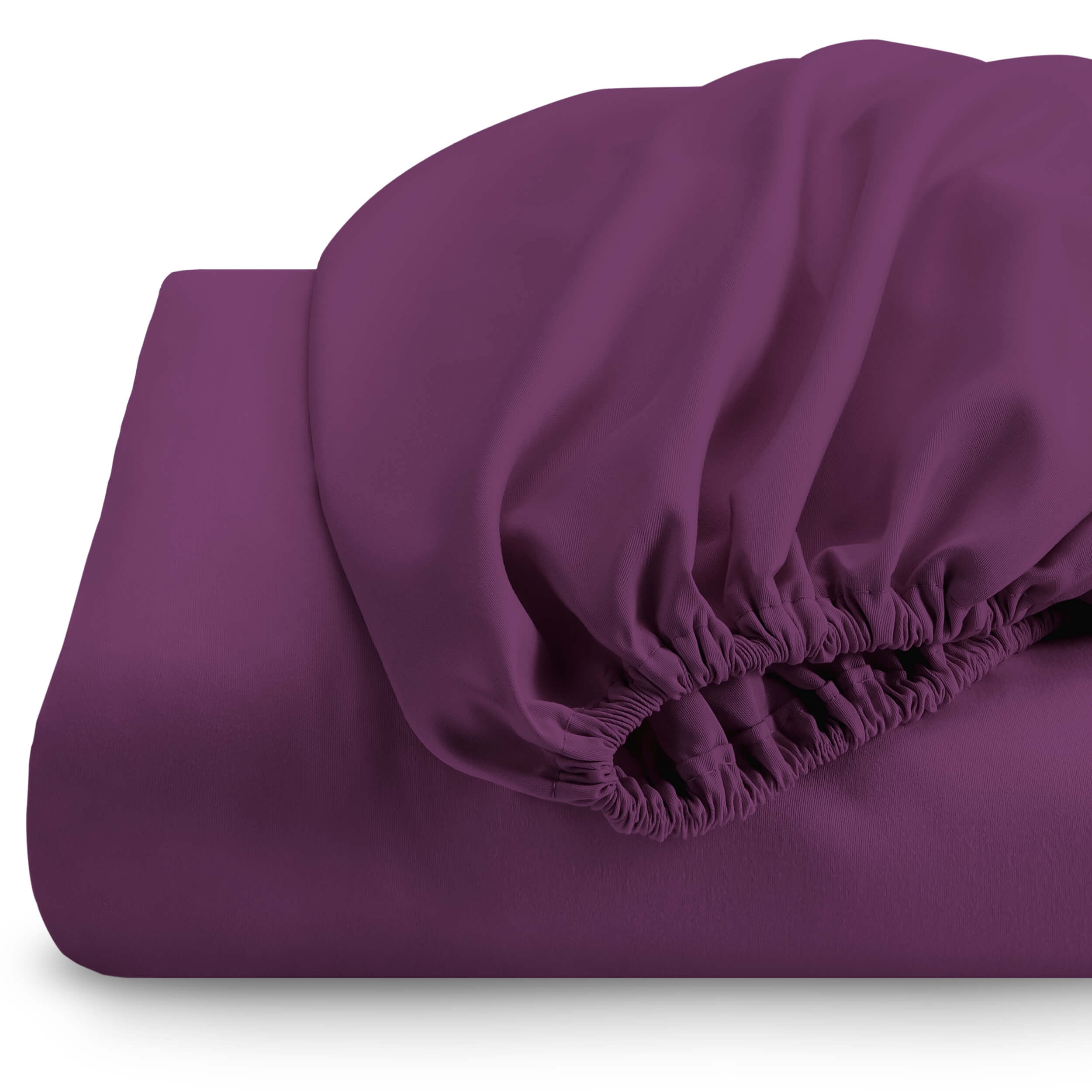 2 Fitted Sheets + Pillowcase Set, Microfiber, Wrinkle Resistant, Split King, Plum