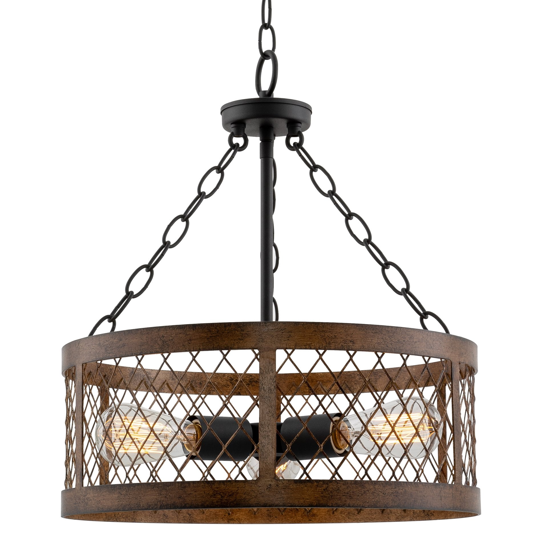 Kira Home Warwick 18.5" Modern Rustic 3-Light Chandelier + Wood Style ...