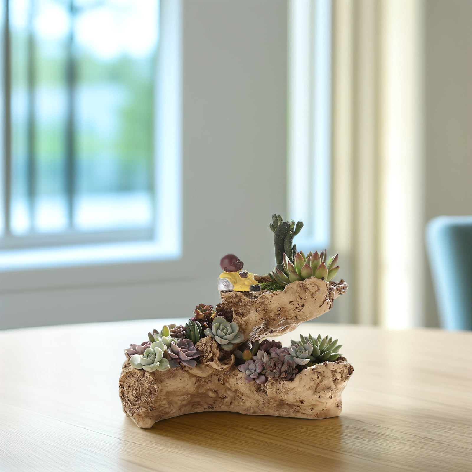YOSADIER Multilayer Resin Planter Resin Driftwood Planter Brown Decorative Home Decoration 3 Pots