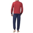 thumbnail image 3 of hajo conjunto de pijama para hombre - largo, puños, cuello en V, Klima-Light, mezcla de algodón Rojo XL (X-Large), 3 of 3