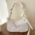 thumbnail image 2 of Women's Pleated Shoulder Bag, Casual Style, Simple Design With Butterfly Embroidery, White Underarm Bag, 2 of 6