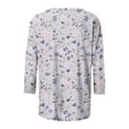 thumbnail image 3 of SHE IS Womens 3/4 Sleeve Tops, Floral Shirts for Women Trendy Womens Crop Tops Long Sleeve White Blouse for Women Dressy Tunic Tops for Leggings with Ruffle Hem, 3 of 4