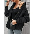 thumbnail image 4 of Deago Womens Corduroy Button Down Shirts Boyfriend Long Sleeve Oversized Blouses Tops (Black, L), 4 of 9
