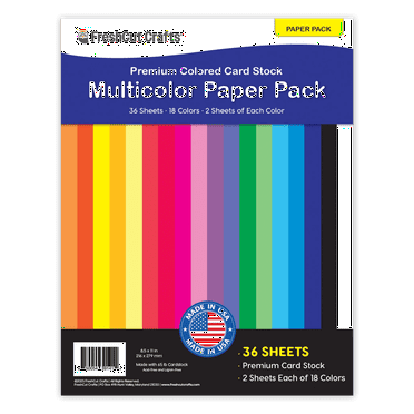 FreshCut Crafts Paper Colors, 36 Double Sided Cardstock Sheets,18 Multicolors