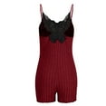 thumbnail image 5 of Kaemgyyd Sleepwear for Women Summer Lace Spaghetti Strap Sleeveless Pajama Rompers Soft Ribbed Knit Slim Bodysuit Jumpsuit, 5 of 6