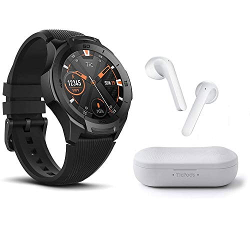 TicWatch Bundle with Ticwatch S2 Waterproof Smartwatch with Build-in GPS - Black + TicPods 2 Pro