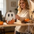 thumbnail image 4 of EverydayNest Wooden Halloween Pumpkin Ornament,Decorative Ghost Owl Figurine for Tabletop Shelf,Autumn Fall Centerpiece for Home Living Room Office Decor,5.9in, 4 of 4