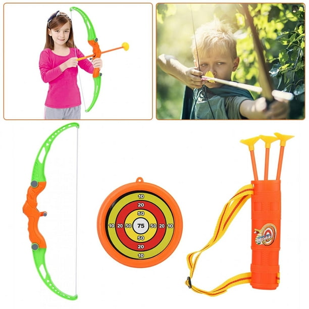Herwey Jouets d'arc en plastique, ensemble de tir à l'arc durable pour  enfants, flèches souples en plastique avec cible de score, jouets pour  enfants, jouets de tir à l'arc pour enfants 