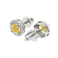 thumbnail image 2 of Clara Pucci 3.54 ct Brilliant Round Cut Halo Studs VVS1 Genuine Conflict free Yellow Zircon Solid 18K White Gold Designer Everyday Earrings Screw back, 2 of 5