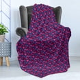 thumbnail image 4 of Abstract Soft Flannel Fleece Throw Blanket, Illustration of Funky Geometric Grid Groovy Rhythmic Cube Motifs, Cozy Plush for Indoor and Outdoor Use, 60" x 80", Cobalt Blue Raspberry, by Ambesonne, 4 of 5
