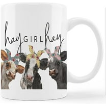 Hay Girl Hay Rustic Cows with Bandanas Ceramic Mug-11oz Coffee Milk Tea Mug Cup, Farmhouse Dairy Cow Mug Cup,Cow Lovers Gifts, Farm Girls Gifts