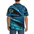 thumbnail image 3 of Rateoe Blue Viper Snake Closeup Face Print Mens Front Pocket Hawaiian Shirts Casual Shirts Short Sleeve Button Down Beach Tropical Shirts-Small, 3 of 5