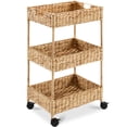 thumbnail image 1 of Best Choice Products Panier de Pépinière Roulant à 3 Niveaux en Jacinthe d'Eau avec Roues, Chariot Utilitaire, Organisation de Rangement - Naturel, 1 of 8