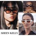 thumbnail image 3 of LAICAIW Retro Thick Narrow Rectangular Sunglasses For Men Women Chunky Square Frame Tinted Lens Fashion Cute Eyewear, 3 of 7