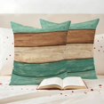 thumbnail image 3 of Farmhouse Teal Brown Outdoor Waterproof Pillow Covers, Vintage Wooden Striped Decorative Square Throw Pillowcase Sofa Cushion Sham for Patio/Couch/Chair, 20"x20" 2 Pack, 3 of 8