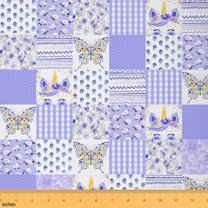 Castle Fairy Purple Unicorn Fabric by the Yard 3 Yard,Geometric Lattice Fabric for Sewing,Kawaii Butterfly Room Decor Fabric by the Yard,Super Cozy Flower Room Decor