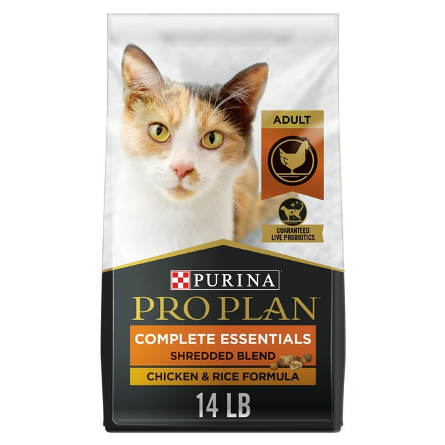 Purina Pro Plan Complete Essentials Shredded Blend Chicken & Rice Formula, Dry Cat Food