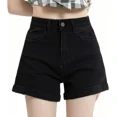 thumbnail image 1 of Shorts Vaqueros De Cintura Alta Enrollados Casual Para Mujer, 1 of 8
