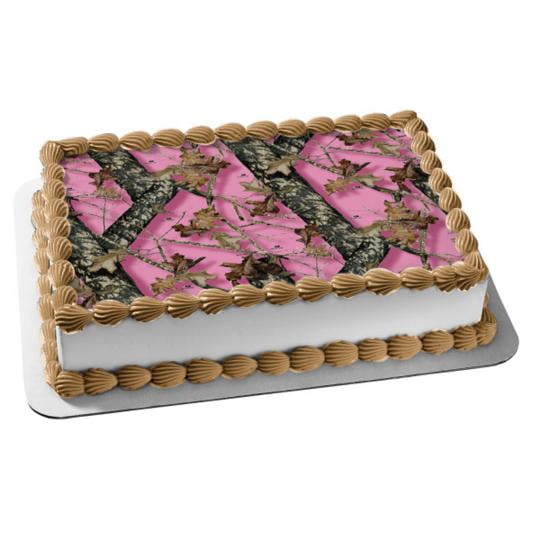 Mossy Oak Break Up Pink Camo Edible Cake Topper Image Walmart Com