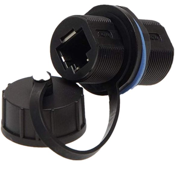 ANMBEST Panneau de Montage Blindé RJ45 Étanche Cat5/5e/6 8P8C Connecteur Ethernet LAN Câble Connecteur Double Tête Coupleur Adaptateur Femelle à Femelle avec Capuchon Étanche/poussière