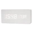 thumbnail image 1 of Digital Alarm Clock Wood USB/Battery Thermometer LED Display for Home Office Decor Kids - White, 1 of 6