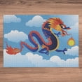 thumbnail image 3 of Ambesonne Dragon Jigsaw Puzzle, Surreal Folk Tale Art, Heirloom-Quality Fun Activity for Family Durable Cardboard, 1000 pcs, Sky Blue Orange Indigo, 3 of 5