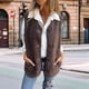 thumbnail image 5 of Chalecos de Forro con Cuello en V para Mujer, Chaquetas de Felpa con Botones, Sin Mangas, con Bolsillos. Color Café XXXL, 5 of 6